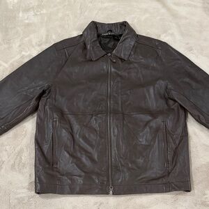 Tiger Woods Brand Men's Brown Leather Jacket Size XL